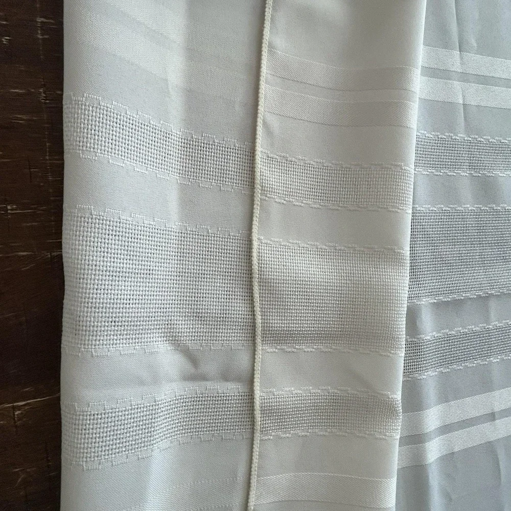 Vintage Cream Ivory Damask Stripe Tablecloth Mid-Century Rectangle 60x84